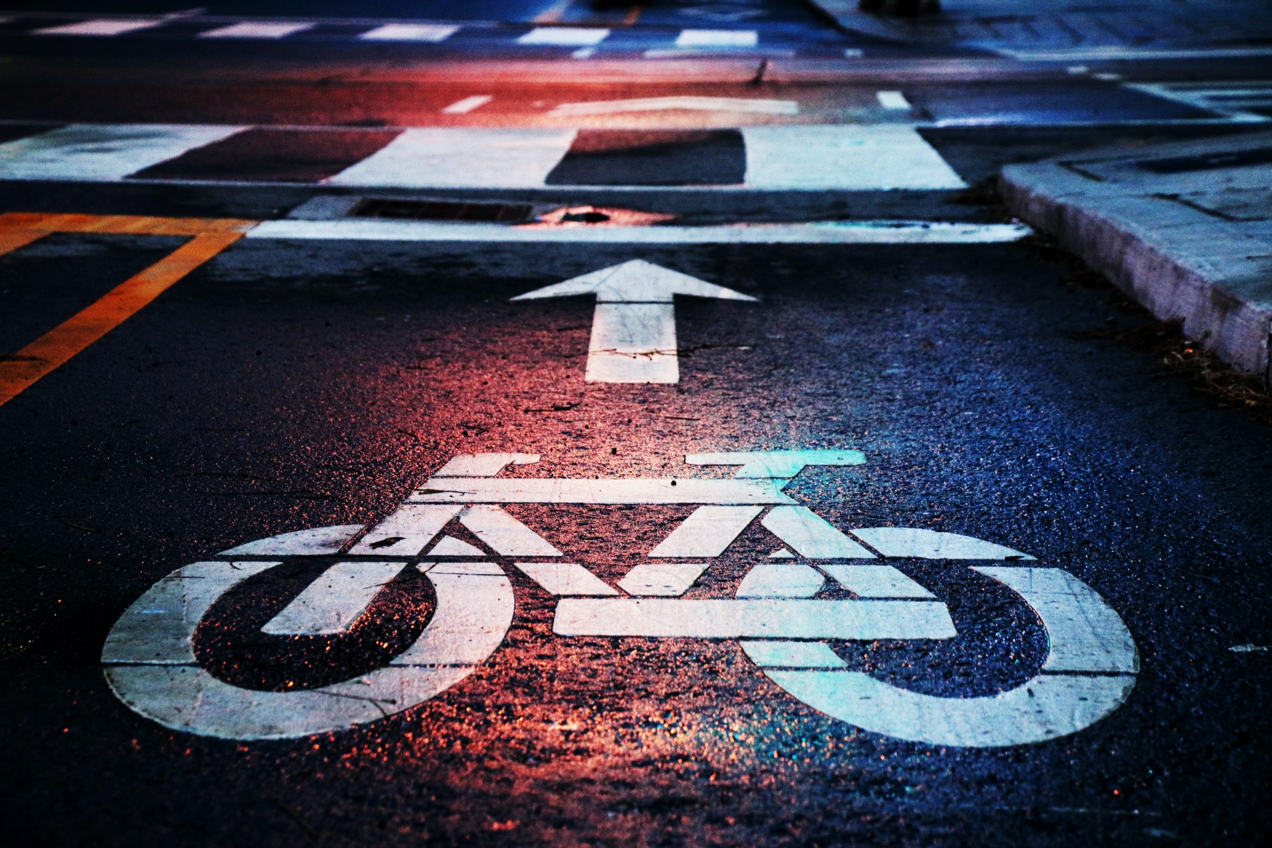 Cycling sign painted on road 