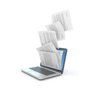laptop-with-paper-sheets-coming-from-screen