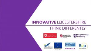 purple and white logo for innovative leicestershire