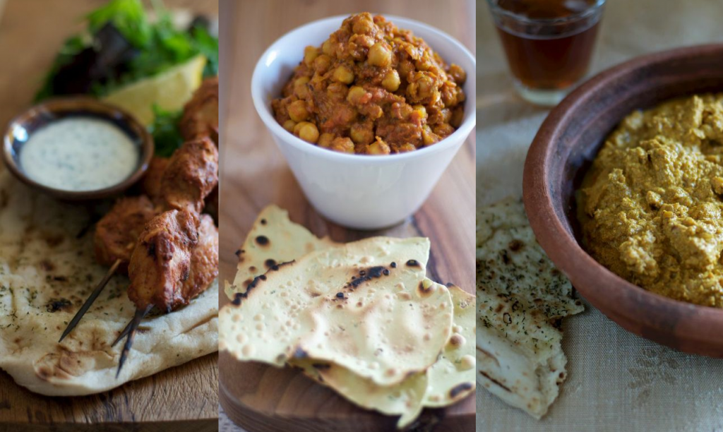 Three-indian-dishes-kebabs-chickpea-curry-chicken-korma